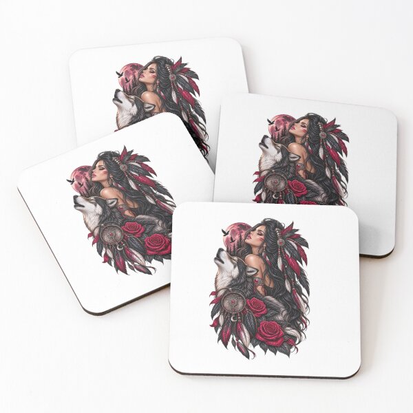 Item preview, Mystic Woman and Wolf with Roses designed and sold by Wild Ink Studio by Barbara.