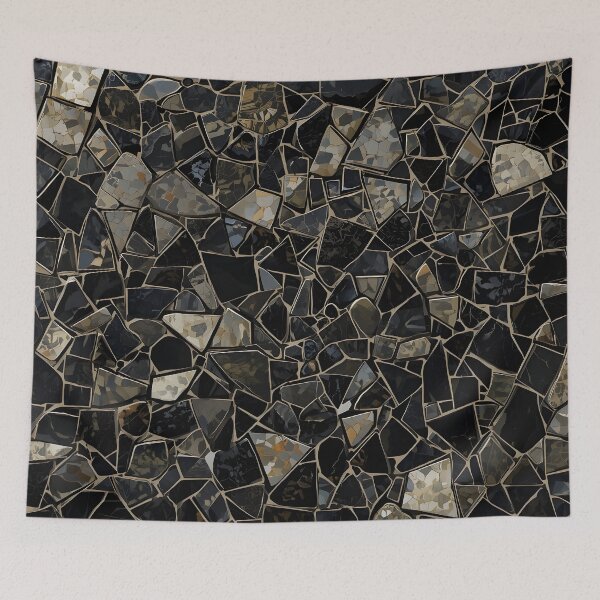 Item preview, Gaudi Inspired Dark Stone Shard Mosaic Tile Pattern designed and sold by GrinGalore.