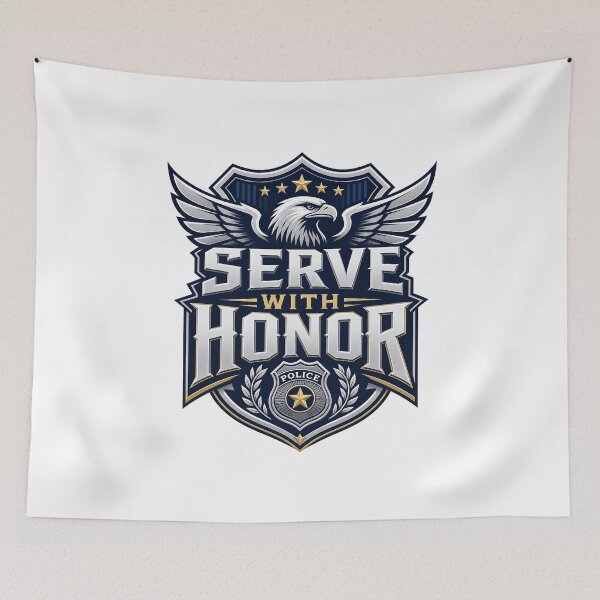 Item preview, Police Serve With Honor Badge Motivational Slogan gift for Police Officer designed and sold by LD ART.