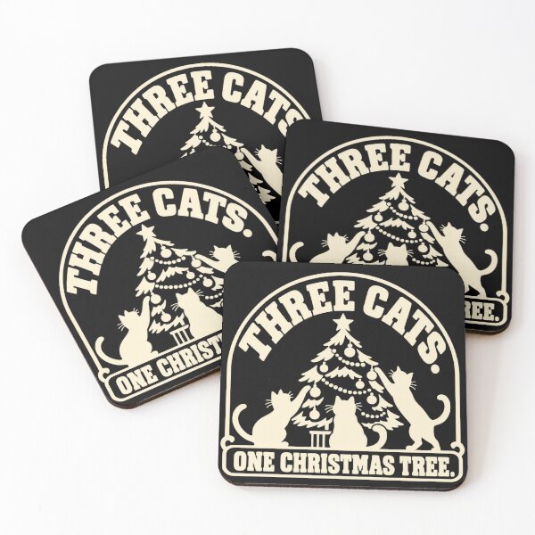 Item preview, Three Cats One Christmas Tree Multi Cat Holiday Humor designed and sold by DreamLayerStudio.
