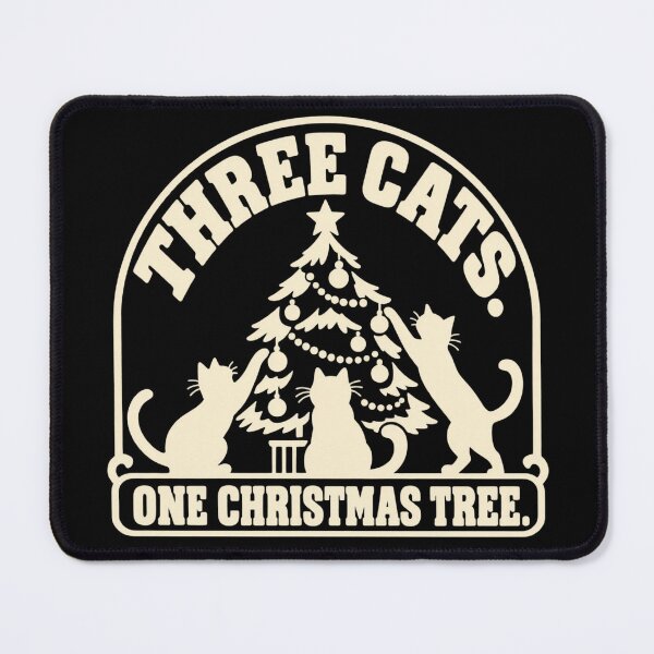 Item preview, Three Cats One Christmas Tree Multi Cat Holiday Humor designed and sold by DreamLayerStudio.