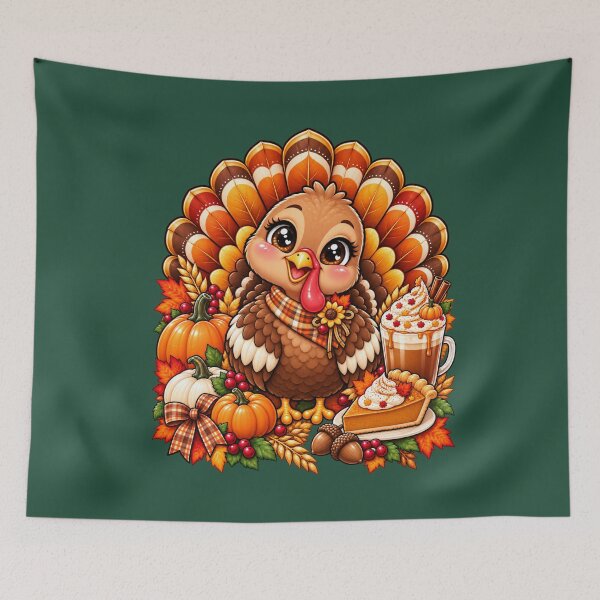 Item preview, Kawaii Thanksgiving Turkey – Cute Pumpkin Spice, Pumpkin Pie & Cozy Fall Harvest Design designed and sold by ALH Apparel.