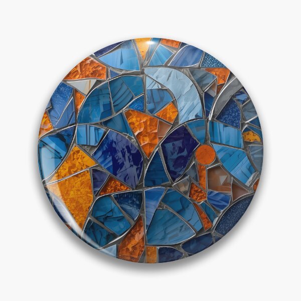 Item preview, Gaudi Inspired Blue and Orange Shining Tile Mosaic Pattern designed and sold by GrinGalore.