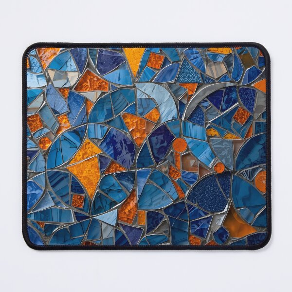 Item preview, Gaudi Inspired Blue and Orange Shining Tile Mosaic Pattern designed and sold by GrinGalore.