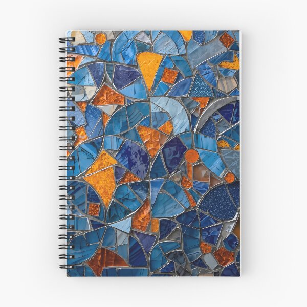Item preview, Gaudi Inspired Blue and Orange Shining Tile Mosaic Pattern designed and sold by GrinGalore.
