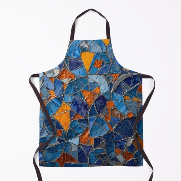 Item preview, Gaudi Inspired Blue and Orange Shining Tile Mosaic Pattern designed and sold by GrinGalore.