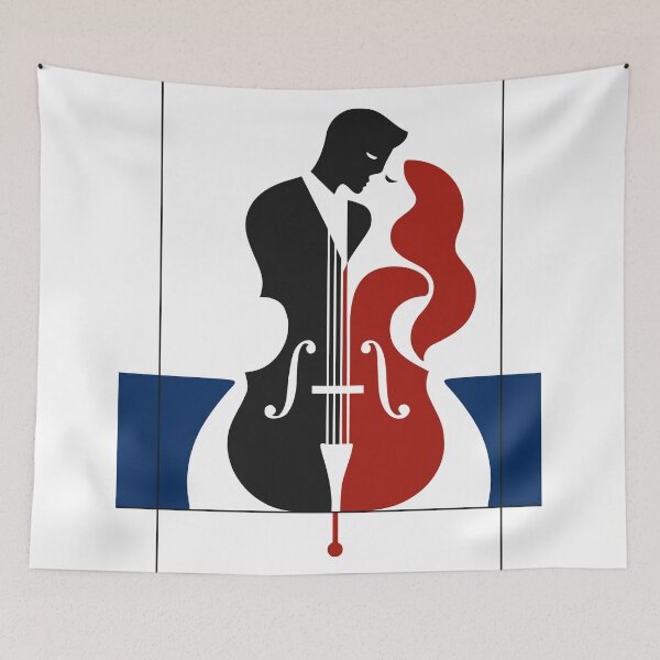 Item preview, Romantic Cello Art Print, Couple in Love Art, Cello Music Print, Mid Century Modern Print, Music Lover Wedding Anniversary Gift designed and sold by Studio pod Burom.