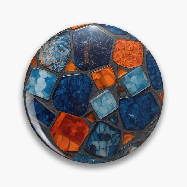 Item preview, Gaudi Inspired Azure Blue Orange Pebble Mosaic Pattern designed and sold by GrinGalore.