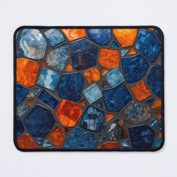 Item preview, Gaudi Inspired Azure Blue Orange Pebble Mosaic Pattern designed and sold by GrinGalore.