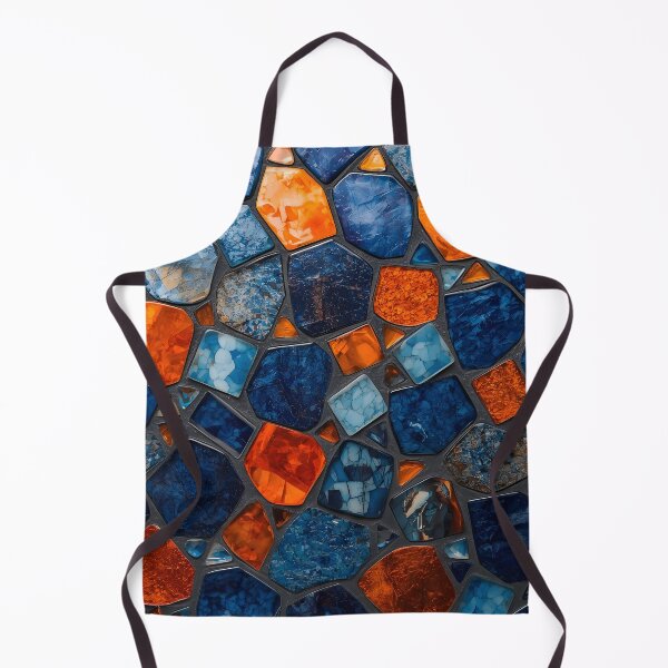 Item preview, Gaudi Inspired Azure Blue Orange Pebble Mosaic Pattern designed and sold by GrinGalore.