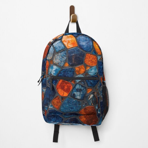 Item preview, Gaudi Inspired Azure Blue Orange Pebble Mosaic Pattern designed and sold by GrinGalore.