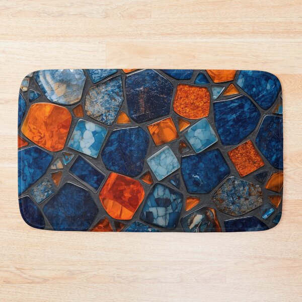 Item preview, Gaudi Inspired Azure Blue Orange Pebble Mosaic Pattern designed and sold by GrinGalore.