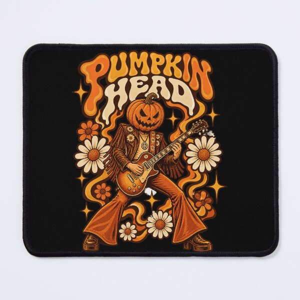 Item preview, Pumpkin Head Rock Guitarist 70s Groovy Bellbottoms Artwork designed and sold by Aqouiatiqe.
