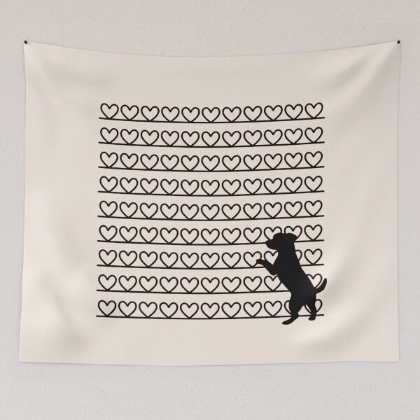 Item preview, Minimalist Line Art Hearts With Cute Dog Silhouette designed and sold by ANJ Creative Designs.