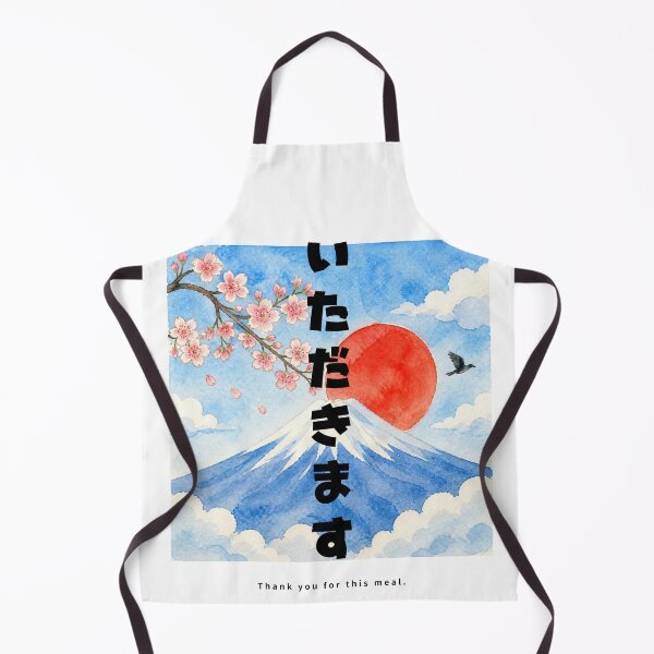 Item preview, Itadakimasu - Bon Appetit | Watercolor Mount Fuji & Red Sun | Japanese Design designed and sold by JapanMemoir.