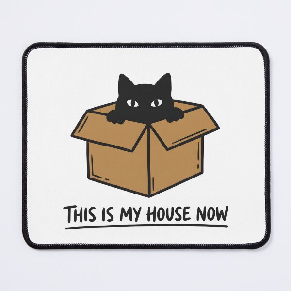 Item preview, Black Cat in Cardboard Box – Funny Homebody Cat Illustration designed and sold by Everyday Vibe Studio.