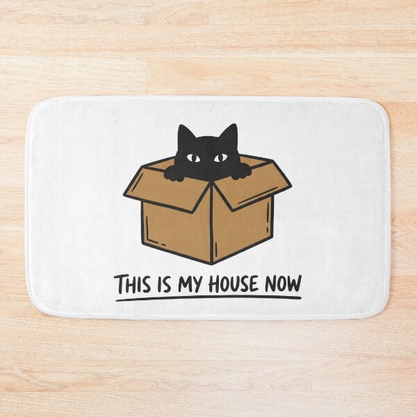 Item preview, Black Cat in Cardboard Box – Funny Homebody Cat Illustration designed and sold by Everyday Vibe Studio.