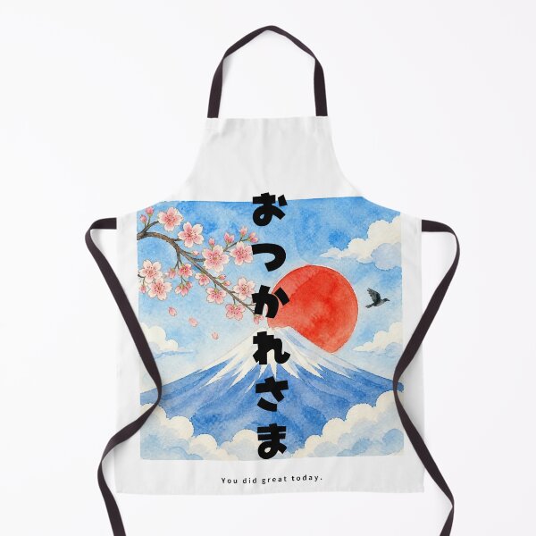 Item preview, Otsukaresama - Good Job | Watercolor Mount Fuji & Red Sun | Japanese Design designed and sold by JapanMemoir.