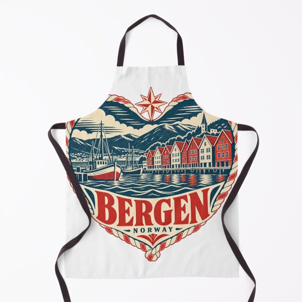 Item preview, Bergen Norway Travel Souvenir Nautical Woodcut Heart designed and sold by VisualArtsOasis.