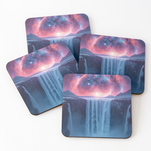 Item preview, Cosmic Waterfall Canyon with Glowing Nebula Portal designed and sold by monkeybusiness.pt.