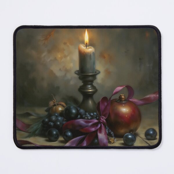 Item preview, Gothic Christmas Still Life Candle Ribbon Painting designed and sold by DarkHolyQueen.