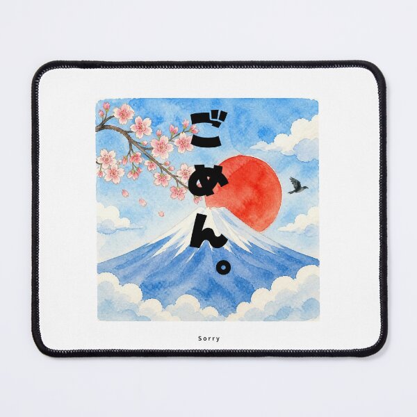 Item preview, Gomen - Sorry | Watercolor Mount Fuji & Red Sun | Japanese Design designed and sold by JapanMemoir.