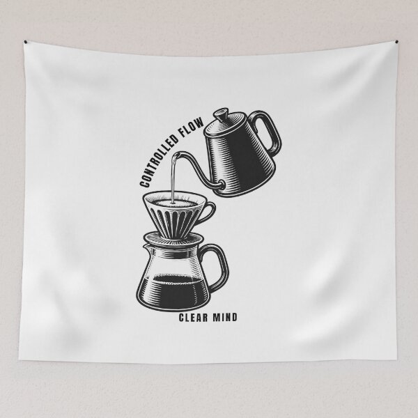 Item preview, Controlled Flow Pour Over Coffee Dripper Linocut Barista Art designed and sold by wildsilencee.