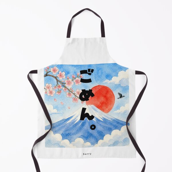 Item preview, Gomen - Sorry | Watercolor Mount Fuji & Red Sun | Japanese Design designed and sold by JapanMemoir.