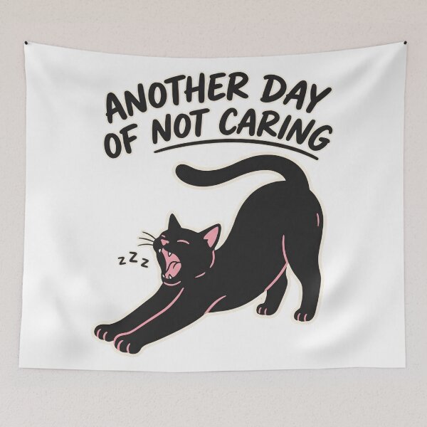Item preview, Sleepy Black Cat Stretching – Funny Lazy Cat Humor Illustration designed and sold by Everyday Vibe Studio.