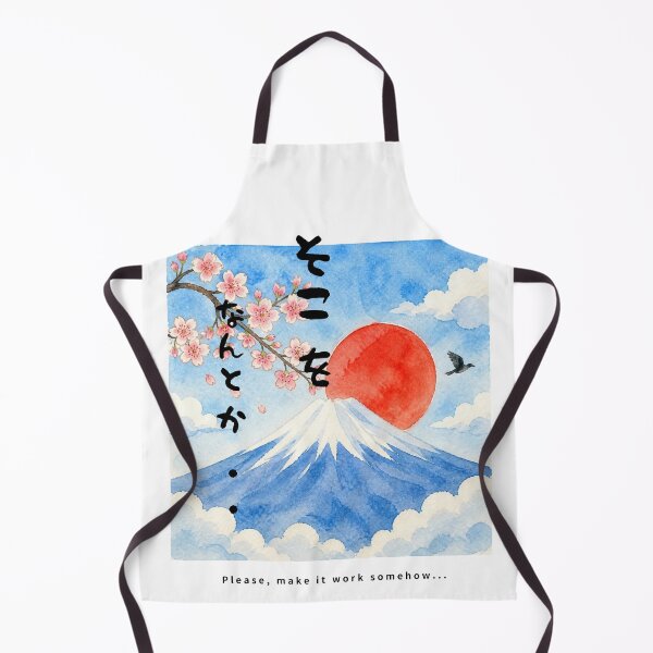Item preview, Soko wo Nantoka - Please Work With Me | Watercolor Mount Fuji & Red Sun | Japanese Design designed and sold by JapanMemoir.