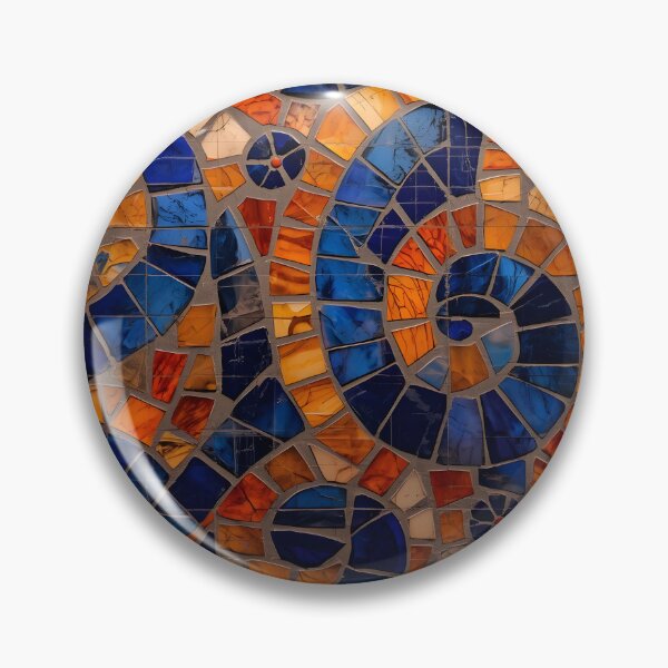 Item preview, Gaudi Inspired Sapphire and Orange Spiral Mosaic Pattern designed and sold by GrinGalore.