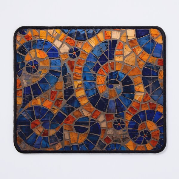 Item preview, Gaudi Inspired Sapphire and Orange Spiral Mosaic Pattern designed and sold by GrinGalore.