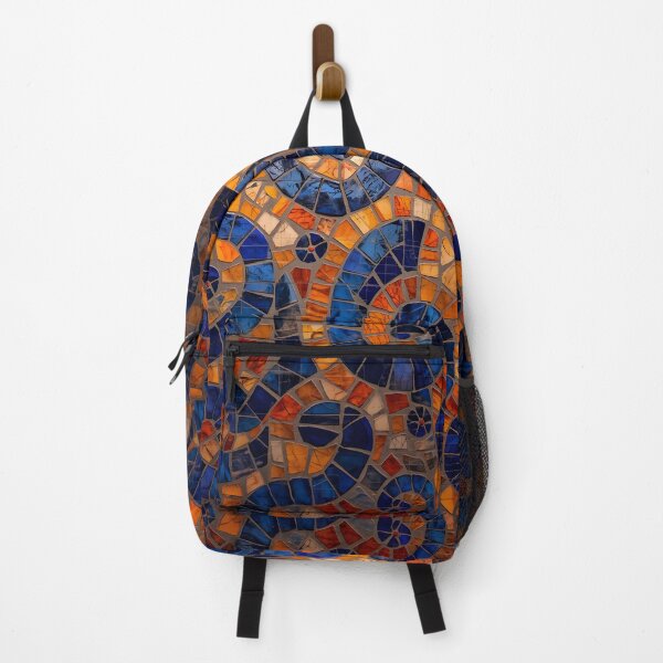 Item preview, Gaudi Inspired Sapphire and Orange Spiral Mosaic Pattern designed and sold by GrinGalore.