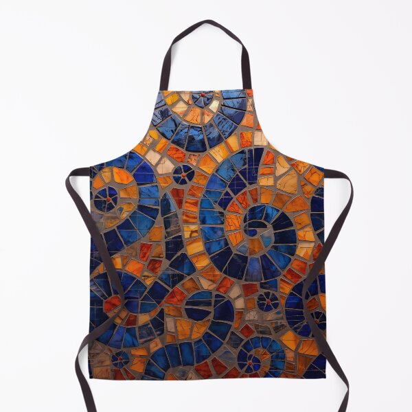 Item preview, Gaudi Inspired Sapphire and Orange Spiral Mosaic Pattern designed and sold by GrinGalore.