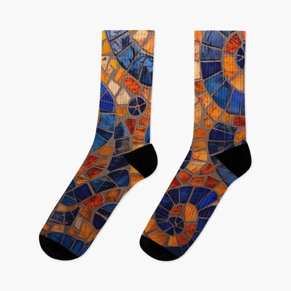 Item preview, Gaudi Inspired Sapphire and Orange Spiral Mosaic Pattern designed and sold by GrinGalore.
