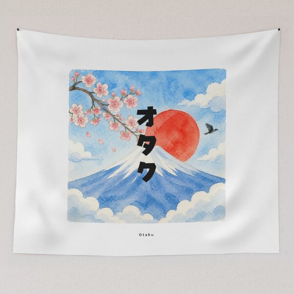 Item preview, Otaku - Nerd and Proud | Watercolor Mount Fuji & Red Sun | Japanese Design designed and sold by JapanMemoir.