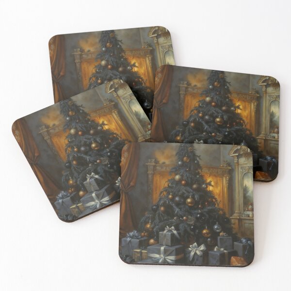 Item preview, Gothic Black Christmas Tree With Wrapped Gifts Painting designed and sold by DarkHolyQueen.