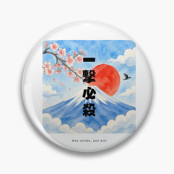 Item preview, Ichigeki Hissatsu - One Strike One Kill | Watercolor Mount Fuji & Red Sun | Japanese Design designed and sold by JapanMemoir.
