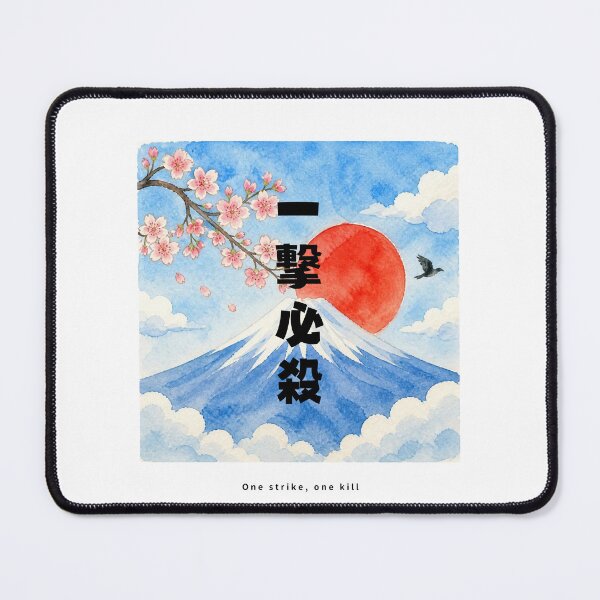 Item preview, Ichigeki Hissatsu - One Strike One Kill | Watercolor Mount Fuji & Red Sun | Japanese Design designed and sold by JapanMemoir.