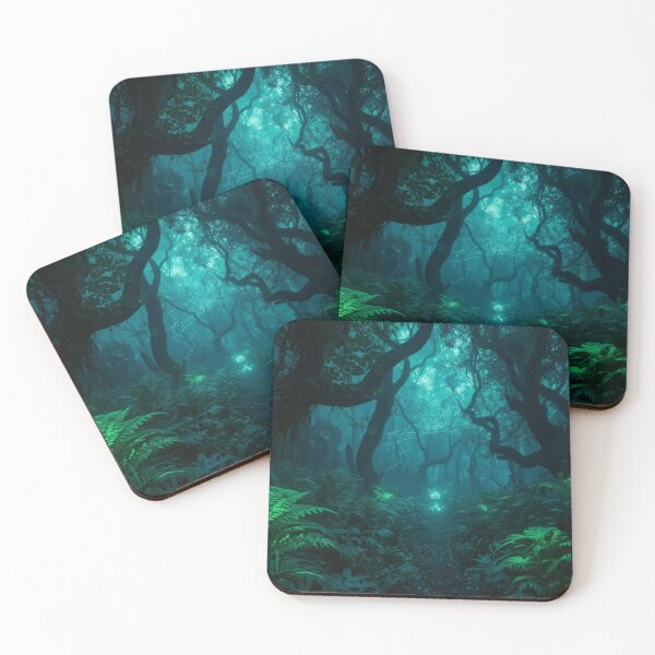 Item preview, Enchanted Emerald Forest Path with Glowing Geometric Web designed and sold by monkeybusiness.pt.