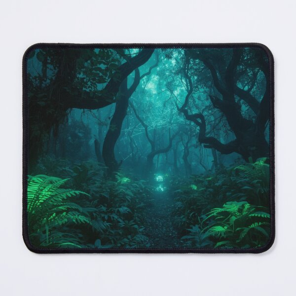 Item preview, Enchanted Emerald Forest Path with Glowing Geometric Web designed and sold by monkeybusiness.pt.