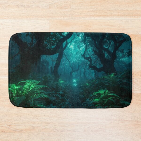 Item preview, Enchanted Emerald Forest Path with Glowing Geometric Web designed and sold by monkeybusiness.pt.