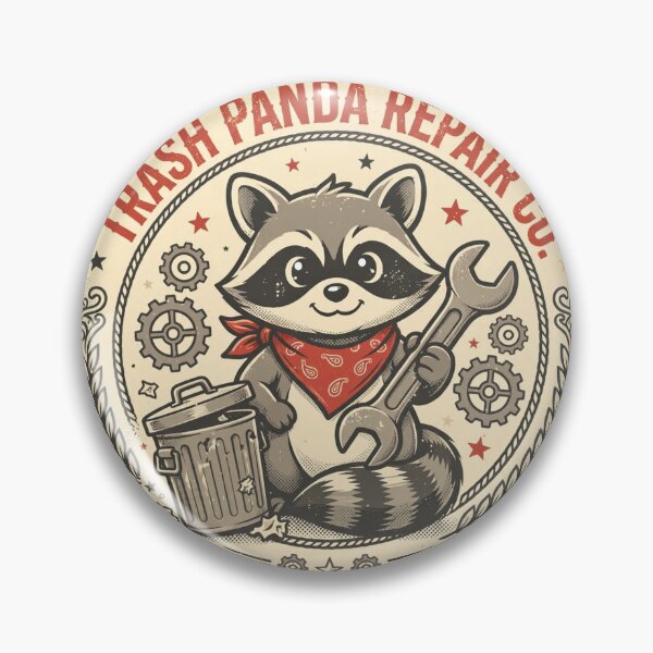 Item preview, Trash Panda Repair Co. — Cute Raccoon Mechanic Badge designed and sold by Dudas Garage & Outdoors.