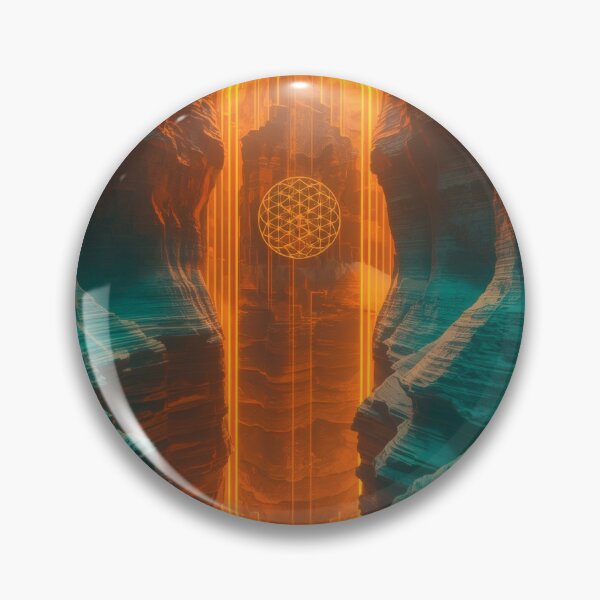 Item preview, Orange Light Pillar in Teal Canyon with Flower of Life designed and sold by monkeybusiness.pt.
