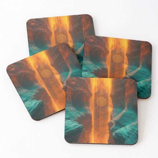 Item preview, Orange Light Pillar in Teal Canyon with Flower of Life designed and sold by monkeybusiness.pt.