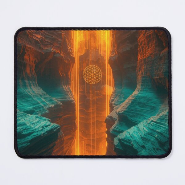 Item preview, Orange Light Pillar in Teal Canyon with Flower of Life designed and sold by monkeybusiness.pt.