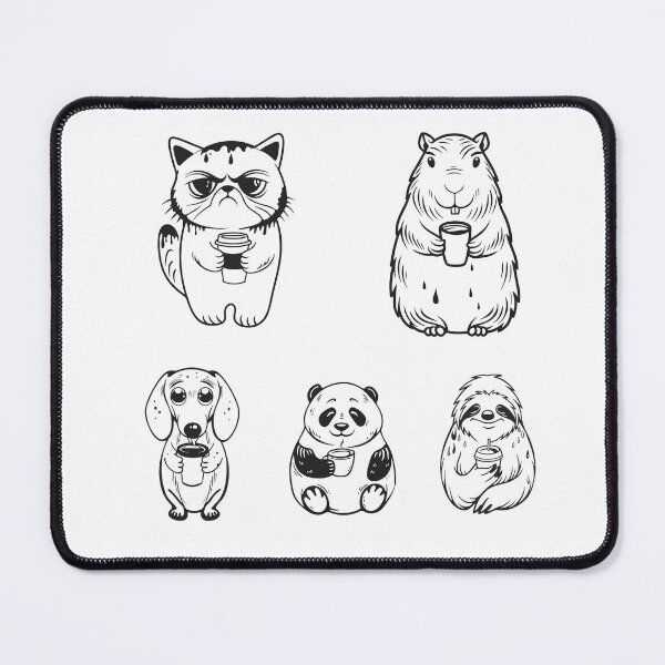 Item preview, Funny Animals with Coffee Collection Gift designed and sold by OneLine Studio.