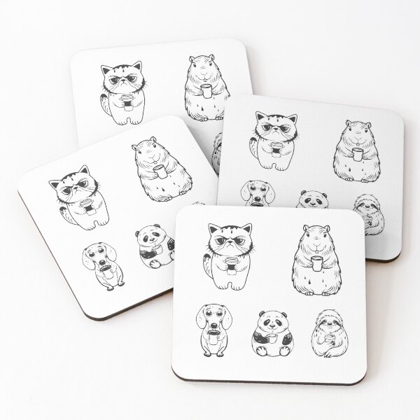 Item preview, Funny Animals with Coffee Collection Gift designed and sold by OneLine Studio.