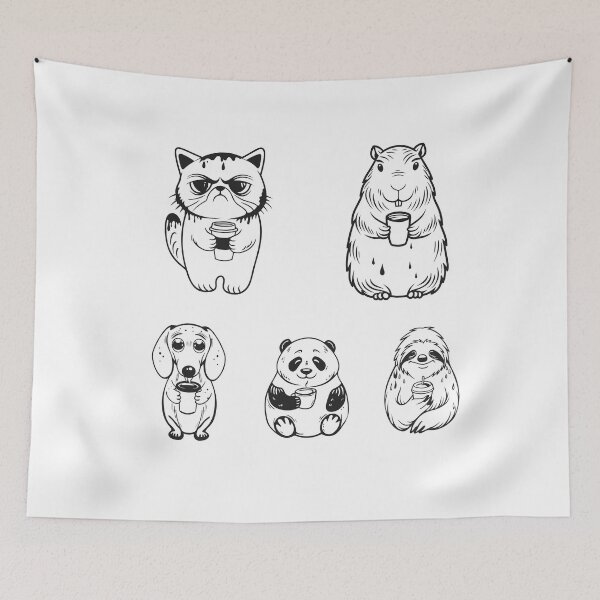 Item preview, Funny Animals with Coffee Collection Gift designed and sold by OneLine Studio.