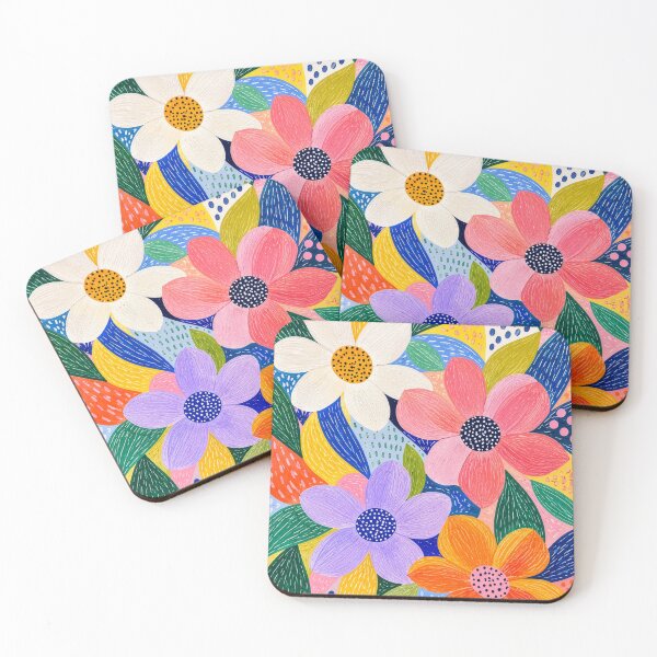 Item preview, Colorful Folk Floral Garden, Bold Whimsical Flowers designed and sold by TinyBirdyDesigns.